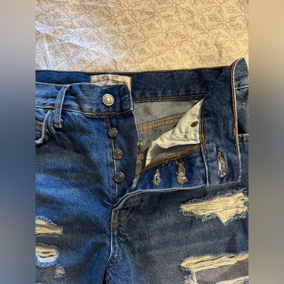 We The Free Big Sur Coast Boyfriend Shorts Denim Destroyed size 25 Free People - Picture 7 of 9